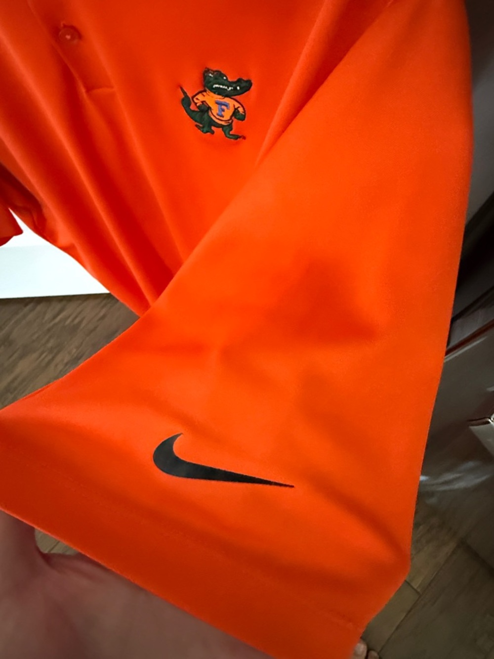 Nike Bright Orange Dri-FIT Polo with Embroidered Florida Gator Mascot - Picture 4 of 4